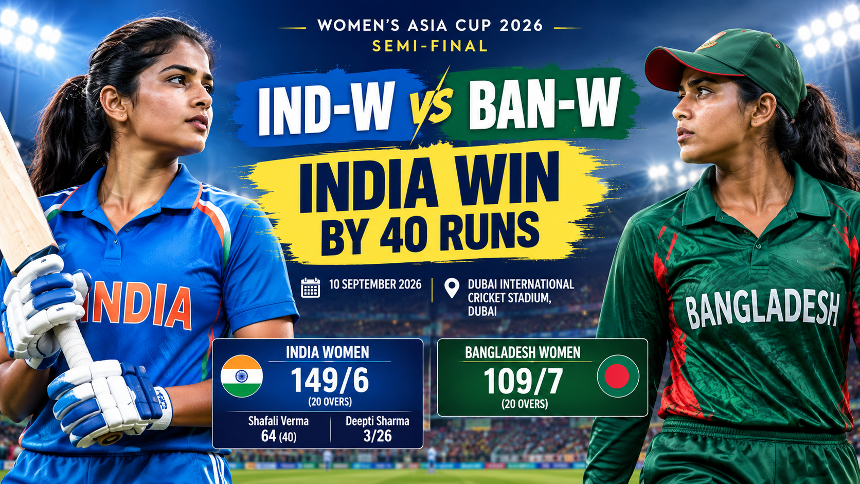 India Women vs Bangladesh Women Asia Cup 2026 semi-final