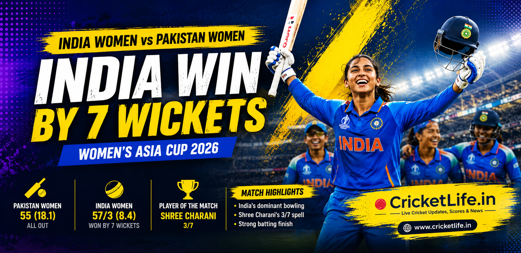 India Women vs Pakistan Women: India’s Dominant 7-Wicket Win in Women’s Asia Cup 2026
